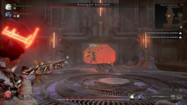 Remnant 2 Player using Deceit Long Gun in Amalgam Kel'Roth boss fight