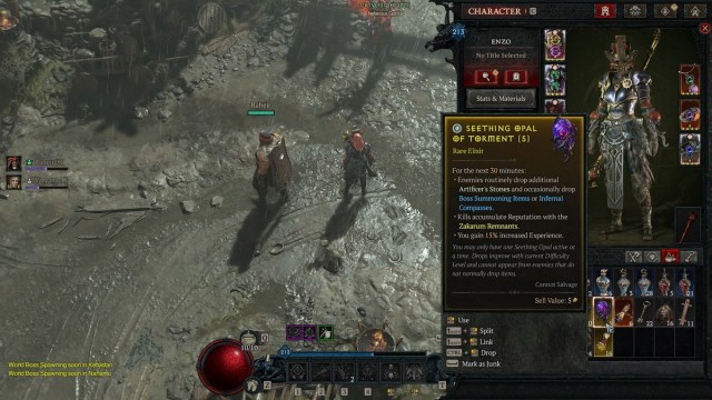 Seething Opal of Torment Boss Material Farming Diablo 4