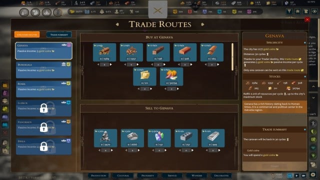 Trade Routes unlocked Memoriapolis