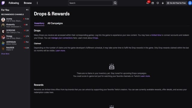 Twitch Drops inventory Black Ops 6