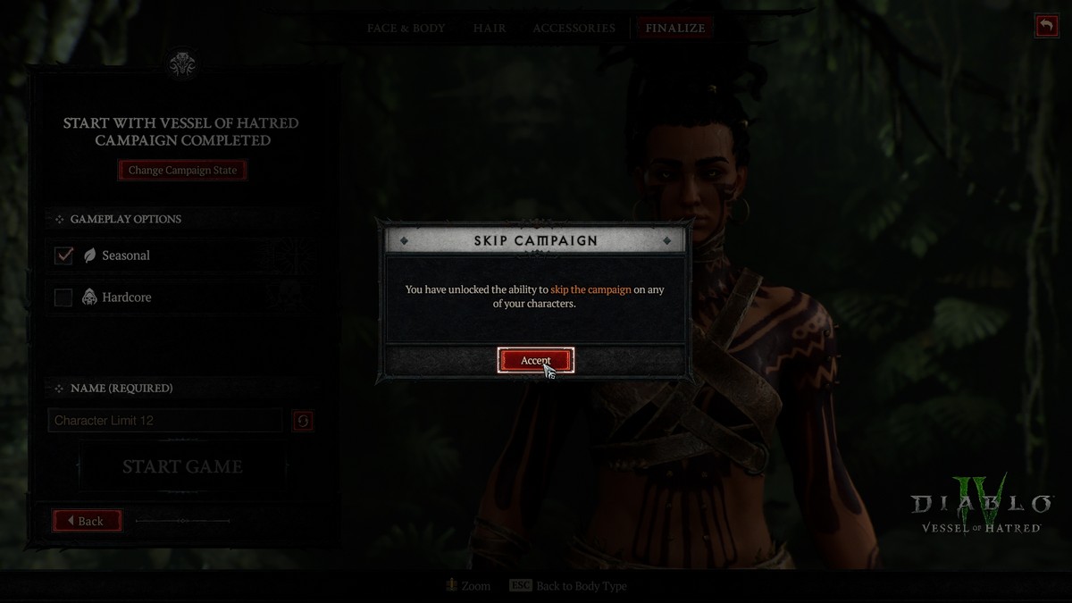 How to Skip to the Vessel of Hatred Campaign in Diablo 4
