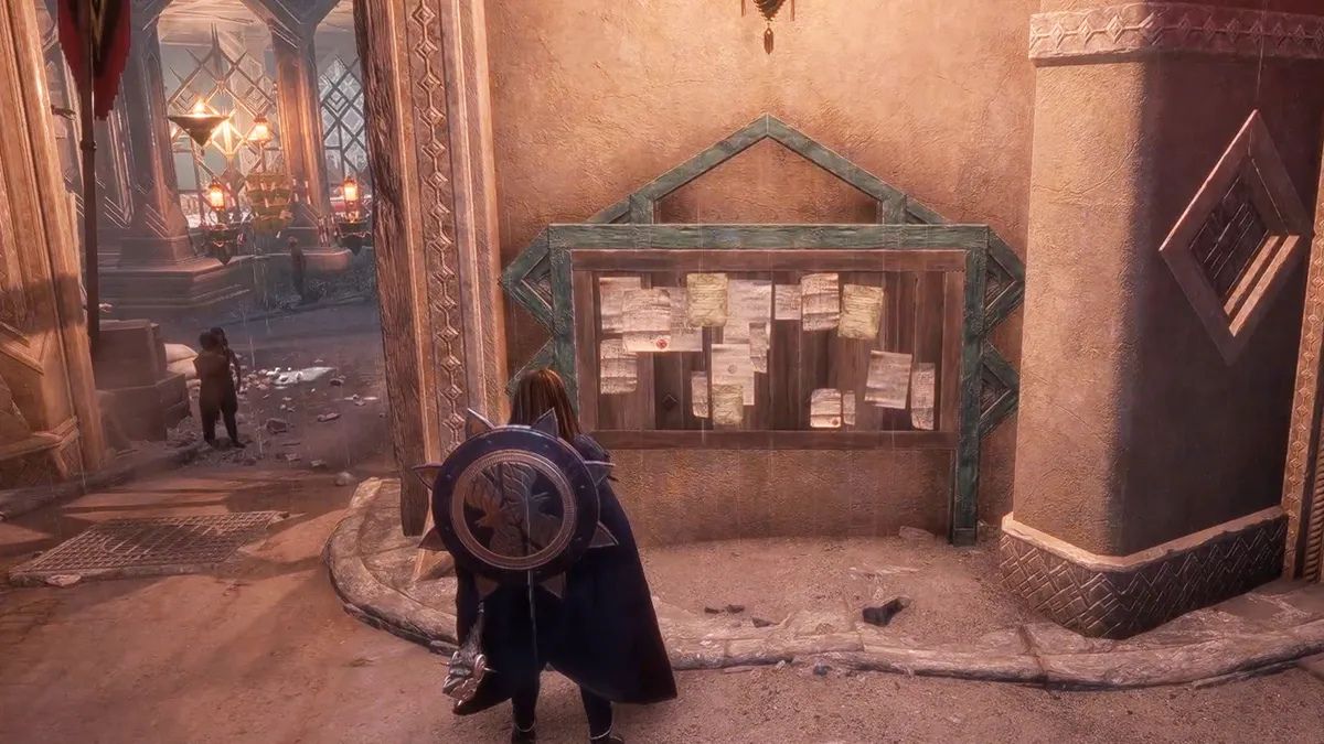 A player starts A Hidden Hoard side quest at the noticeboard in Dragon Age The Veilguard.