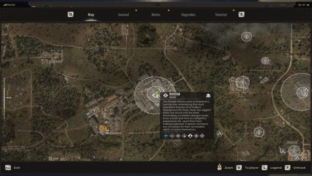 Rostok location on the map in Stalker 2