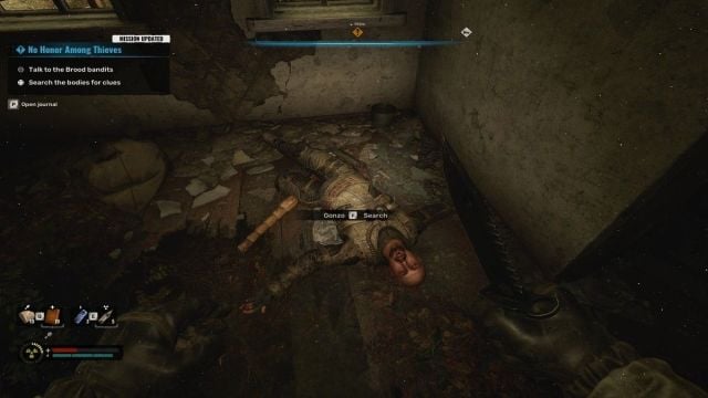 Searching Bandit bodies for clues in No Honor Among Thieves in Stalker 2