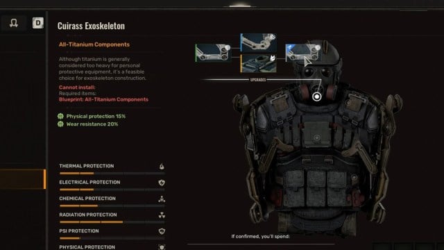 Technician cannot Install Cuirass Exoskeleton upgrade in Stalker 2