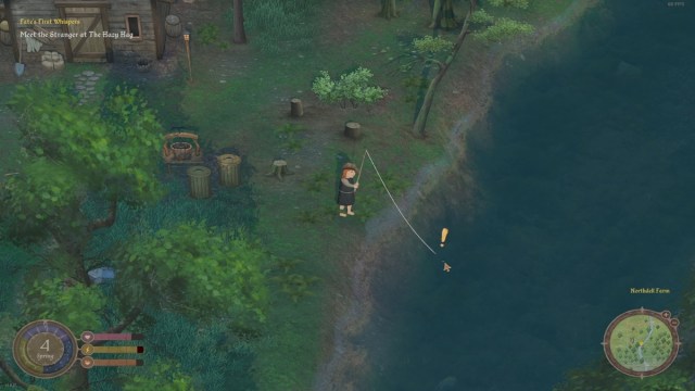 throwing fishing rod to catch fish Mirthwood