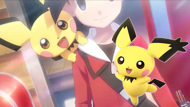 Illustrations of Ethan, Pichu, and Spiky-Eared Pichu from the Pokemon TCG and Super Smash Bros. Ultimate.