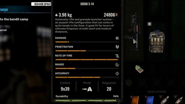 Grom S-14 stats in Stalker 2