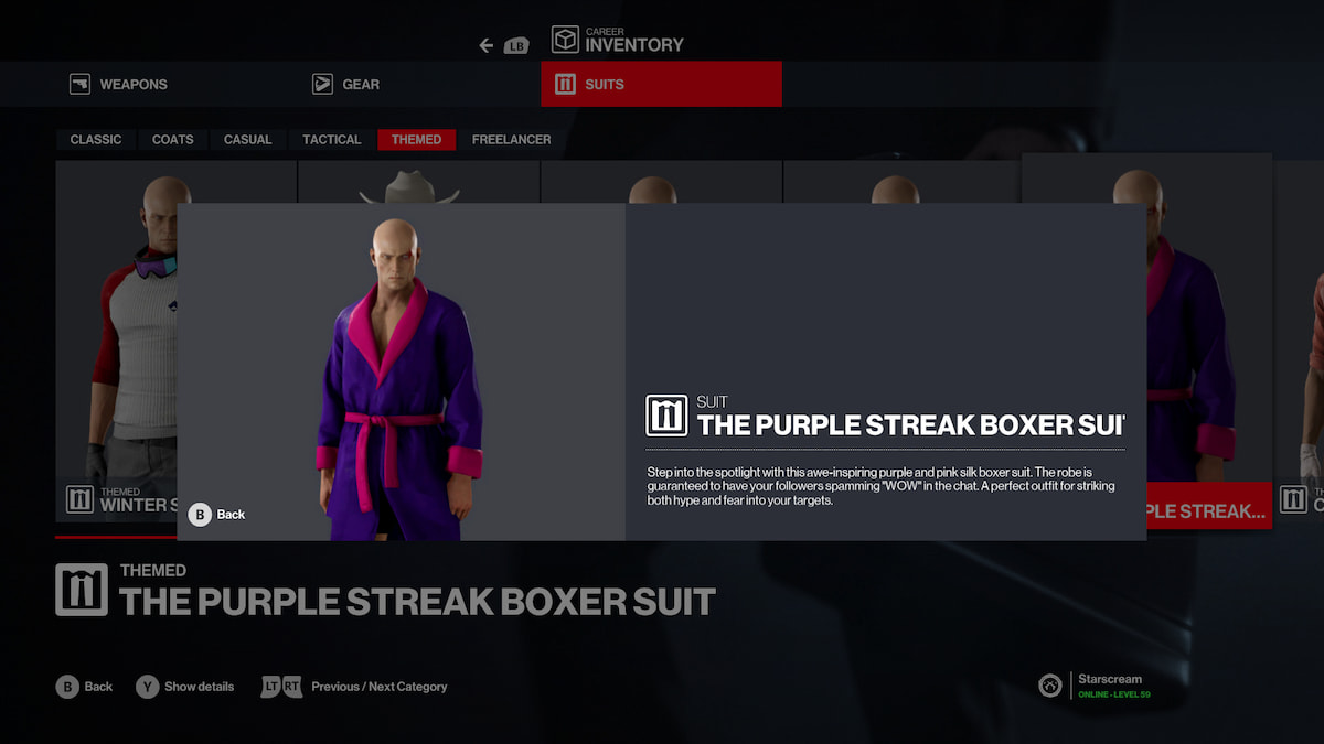 Как разблокировать боксерский костюм Purple Streak в Hitman World of Assassination