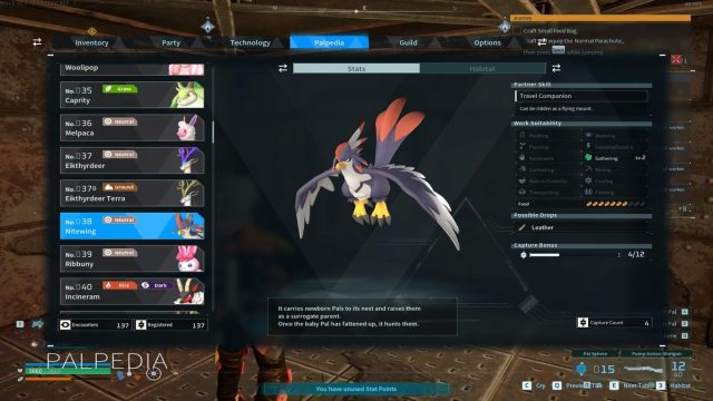 Nitewing stats in Palworld