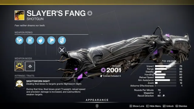 Destiny 2 Slayer's Fang