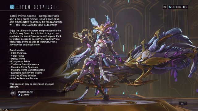 Warframe Yareli Prime store