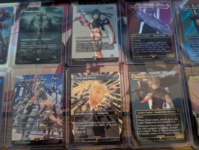 A collection of cards from the new Final Fantasy collab with Magic the Gathering.