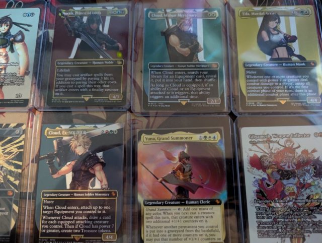 A collection of cards from the new Final Fantasy collab with Magic the Gathering.