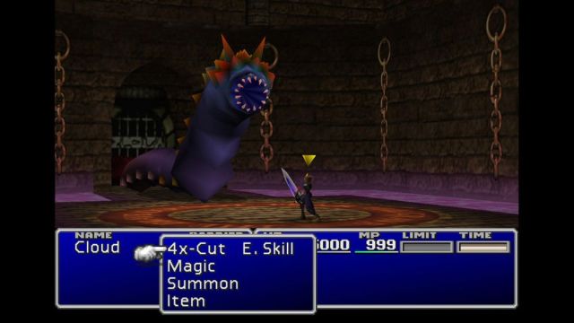 A battle in Final Fantasy 7.