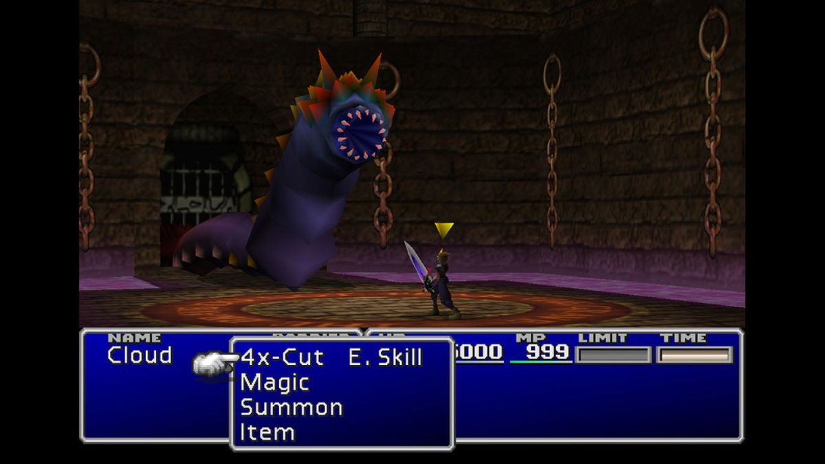 A battle in Final Fantasy 7.