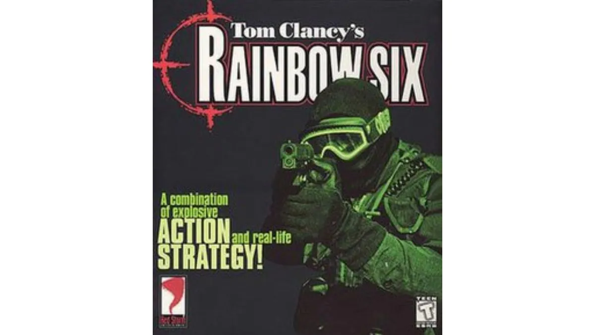 Tom Clancy's Rainbow Six PlayStation game cover art.