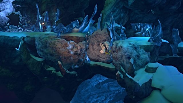 Nena climbs across a cliff in Gloomy Eyes