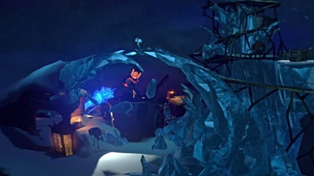 Nena jumps across the ice behind the Priest in Gloomy Eyes