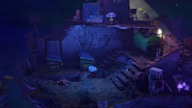 Gloomy moves a dumpster in Gloomy Eyes