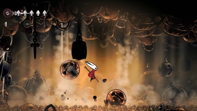 Hollow Knight Silksong Bell Beast Boss ceiling bell drops