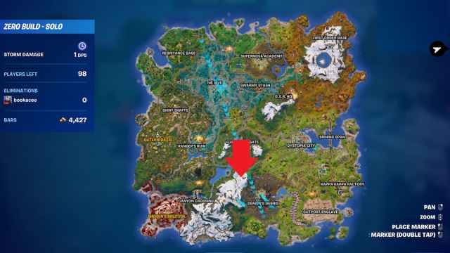 Mysterious location in the mountains marked on map in Fortnite