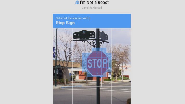 stop sign squares in im not a robot