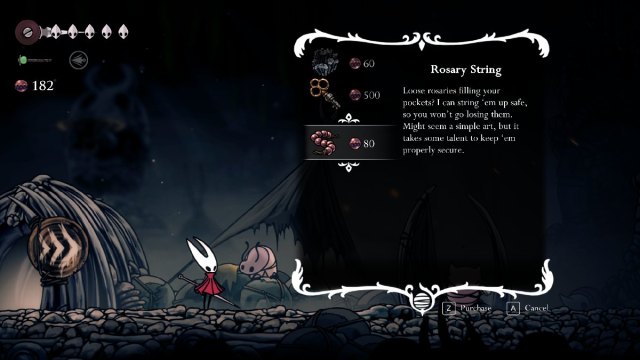 Hollow Knight Silksong Rosary String uses at merchant