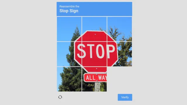 Sliding tiles for stop sign im not a robot