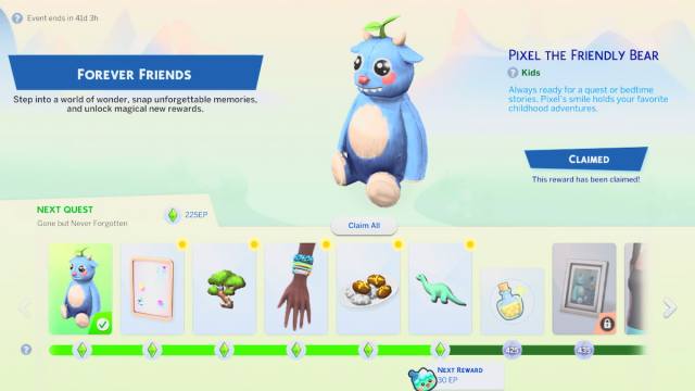 week one forever friends event rewards in the sims 4