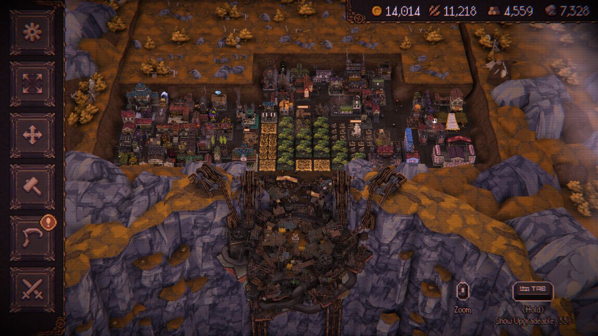 The player village screen in Ball x Pit.