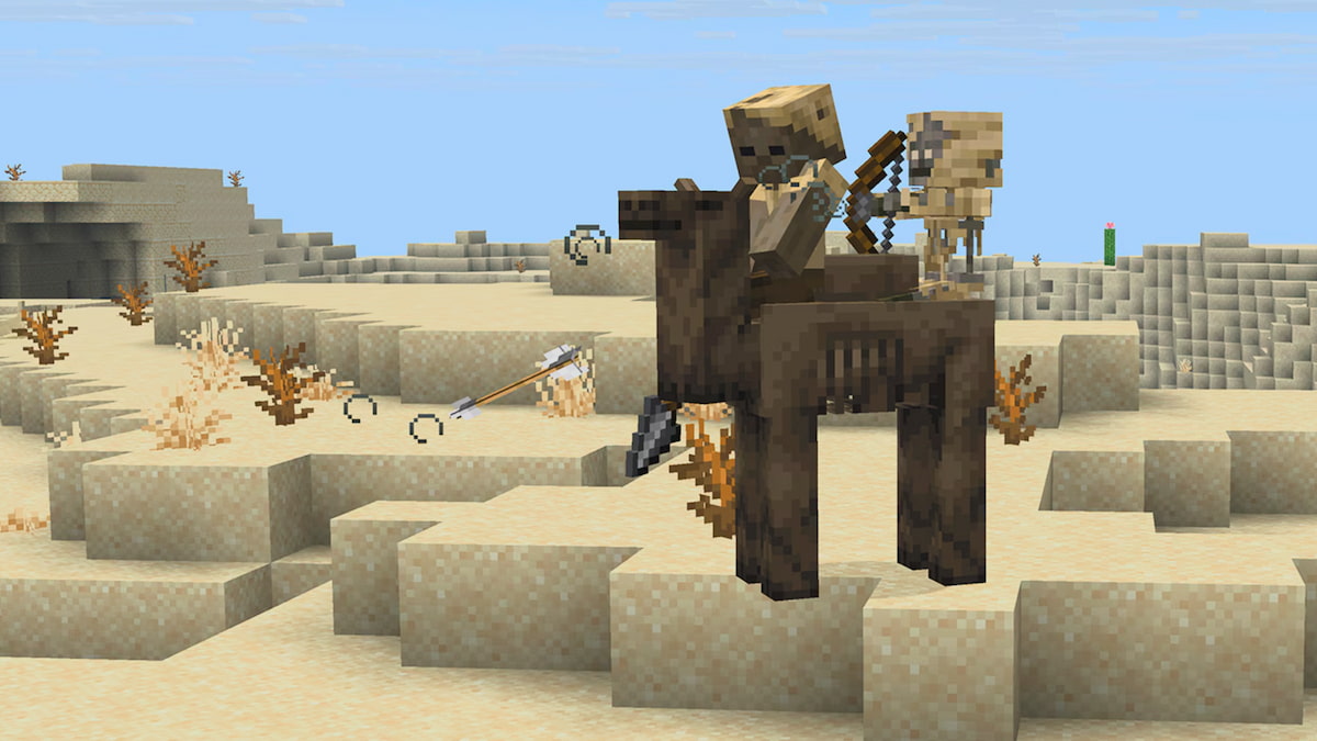 Cáscaras montando cáscara de camello en Minecraft.
