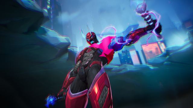 Daredevil holding out baton in marvel rivals