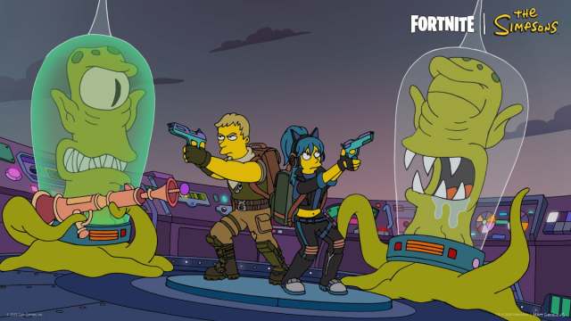 Kang and Kodos next to The Simpsons versions of Jones and Hope from Fortnite