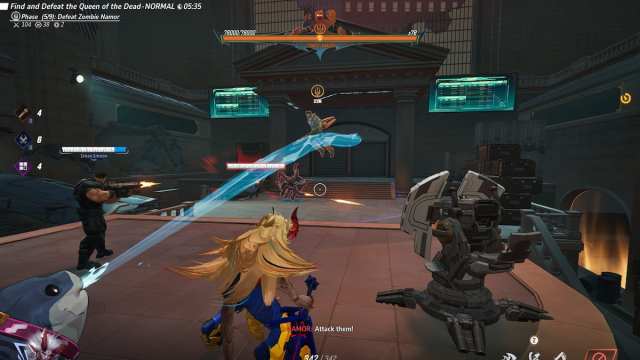 Magik standing with team during namor boss battle marvel rivals