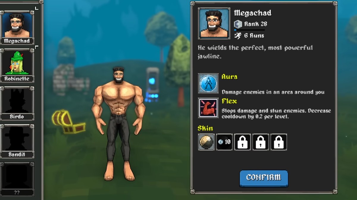 Megabonk Megachad Character Selection Screen