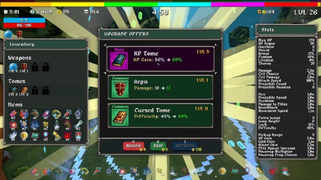 Megabonk Megachad build tome and weapon options