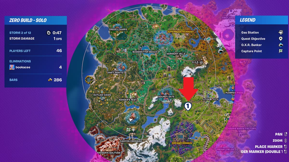 Swarm access points marked on Fortnite map