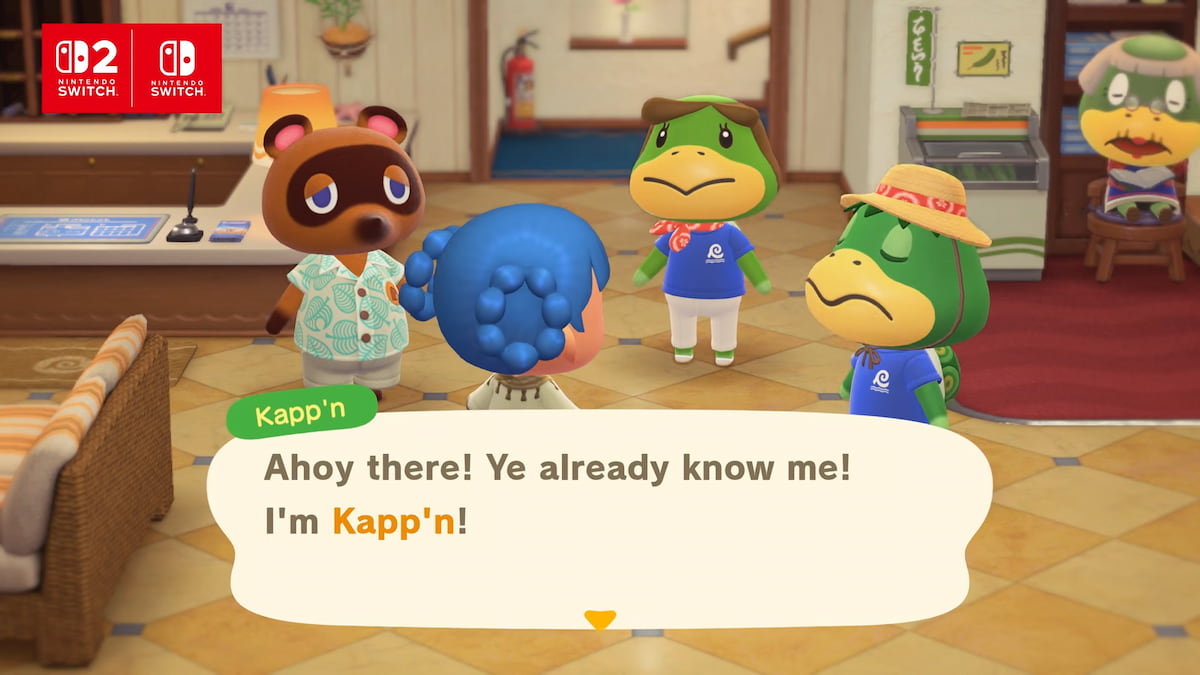 Hablando con la familia Kapp'n en Animal Crossing New Horizons