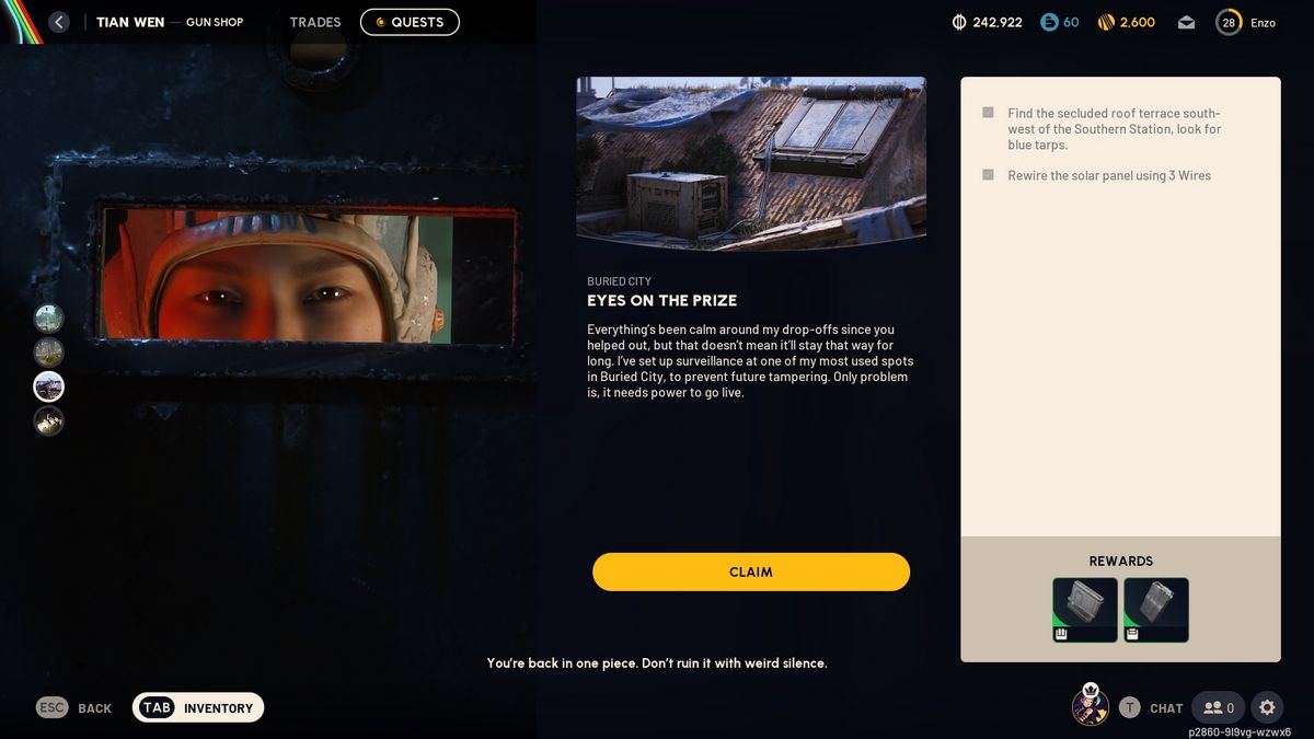 Eyes on the Prize Quest Completion ARC Raiders