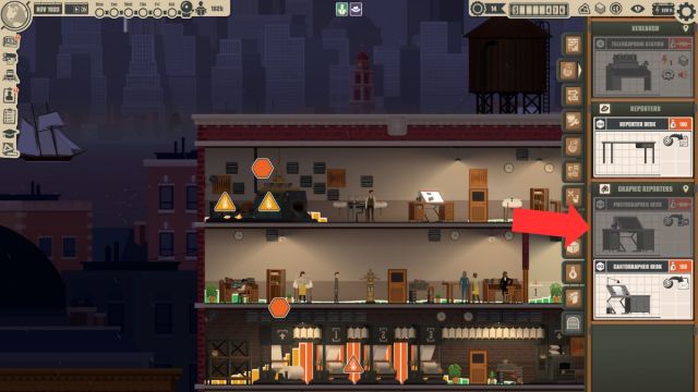 The Photography table in the build menu in News Tower.