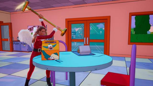 swinging at a table to break it in fortnite