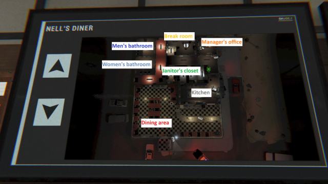 Nell's diner map with locations marked in phasmophobia
