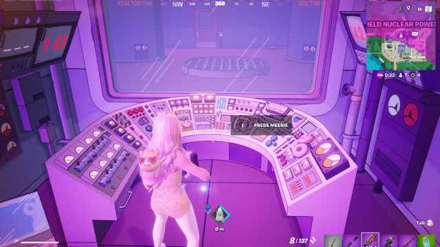 Pressing power plant console button in fortnite
