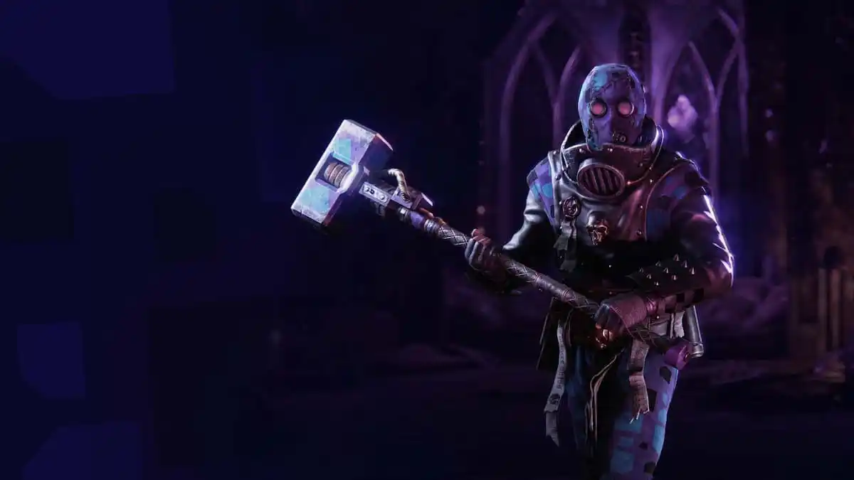 Darktide Zealots of Tertium Twitch Drops Campaign featuring a character with all the drops items equipped