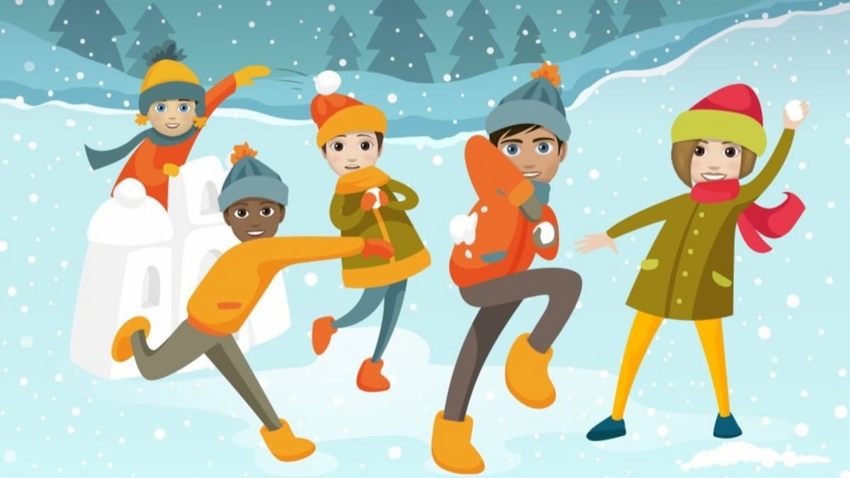 Characters snowball fighting in bitlife