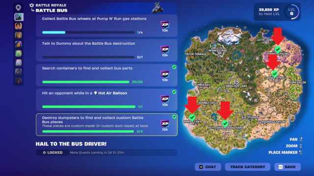 Dumpster map locations in fortnite