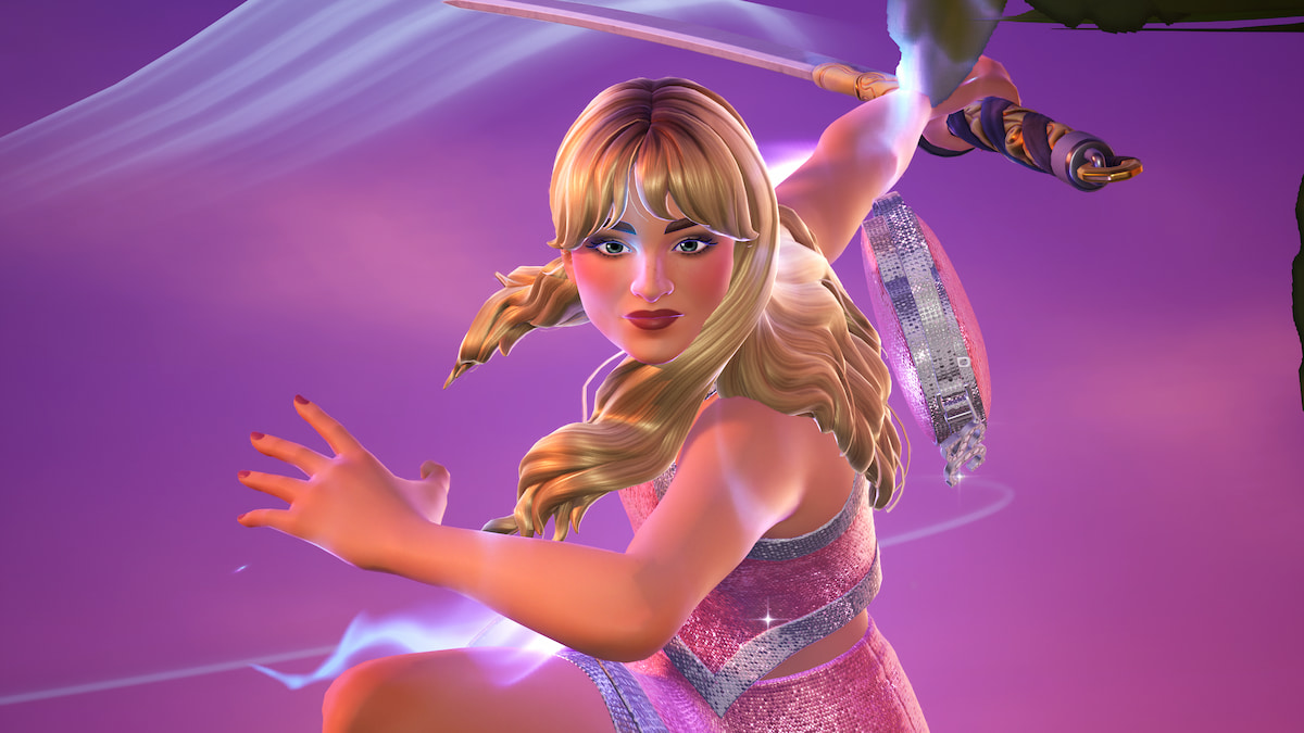 Slicing forward with sword in fortnite