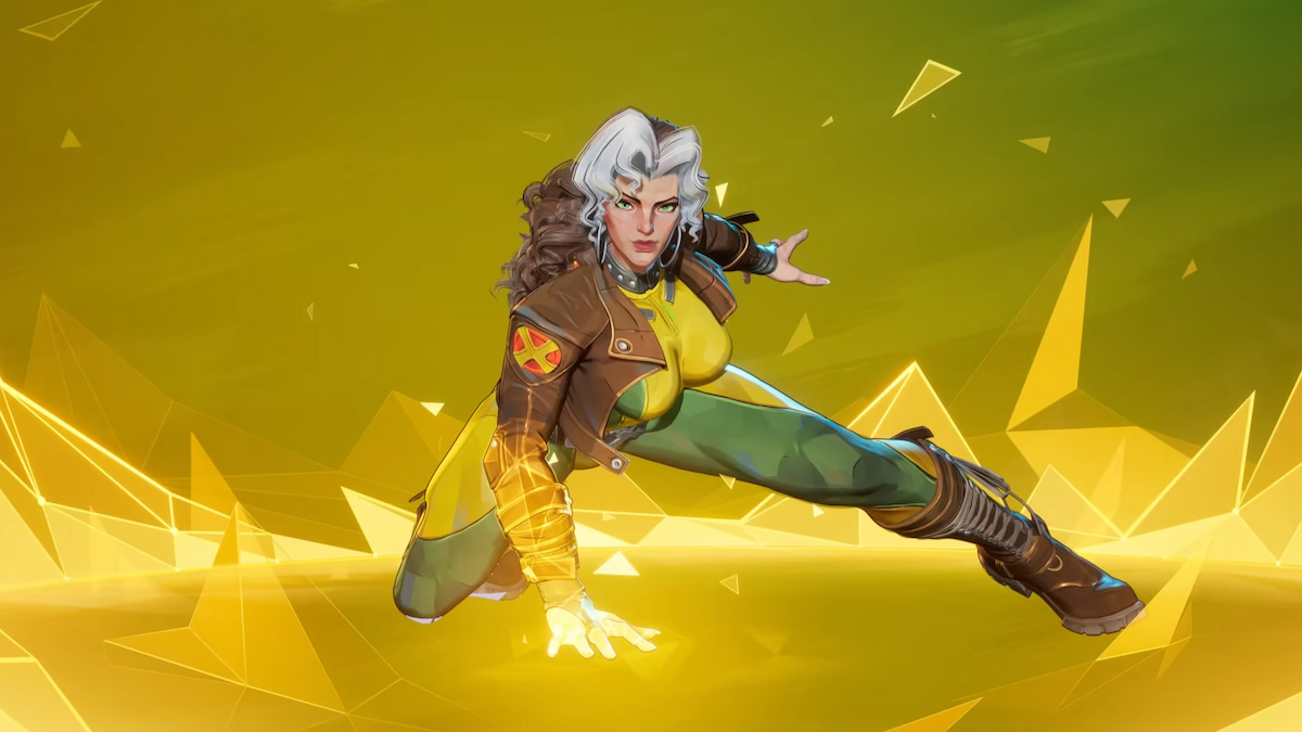 Rogue landing on the ground and posing in marvel rivals