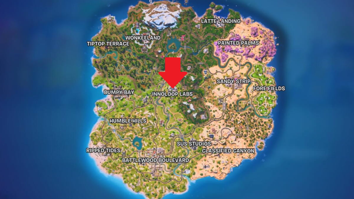 Ubicación del mapa de elementos inestables en Fortnite.